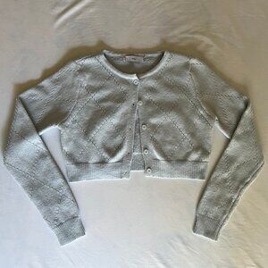 Adika Women's XS Baby Blue Cropped Button Up Cardigan Sweater